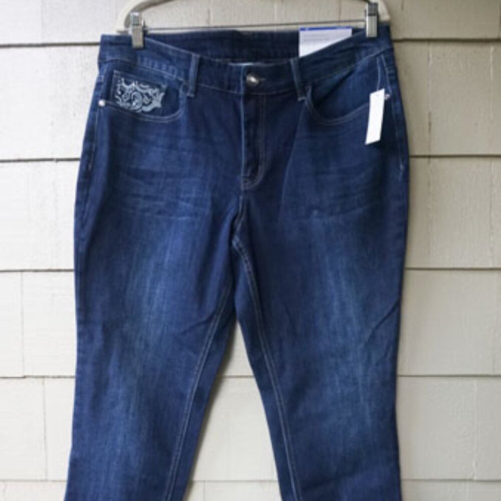 Christopher & Banks NWT Dark Blue Full-Length Jeans Modern Fit Size 14 Average